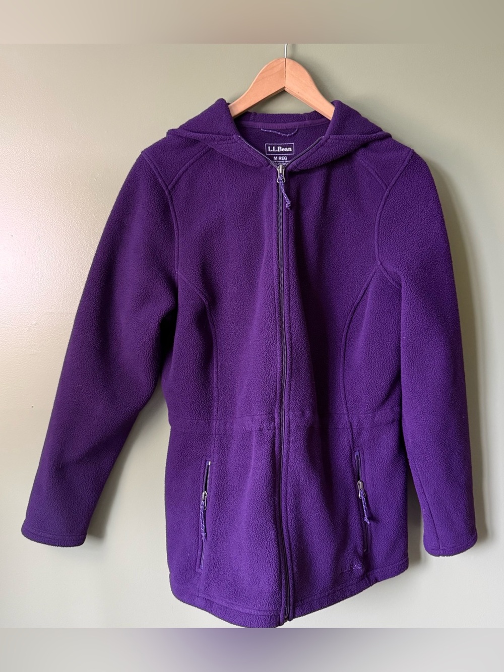 L.L. Bean Women’s Deep Purple Long Full-Zip Fleece Hoodie - Medium Regular